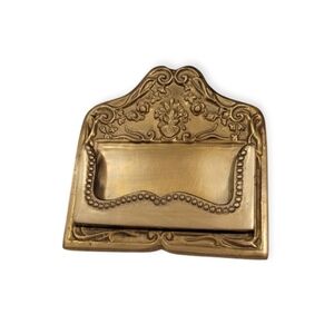 Vintage Ornate Victorian Style Brass Business Card Holder With Stand